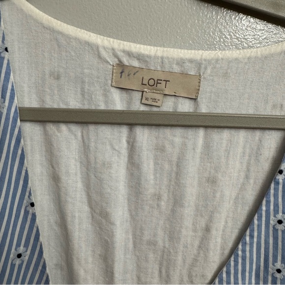 5/$20 LOFT Blue and White Striped wrap Dress - Picture 3 of 8